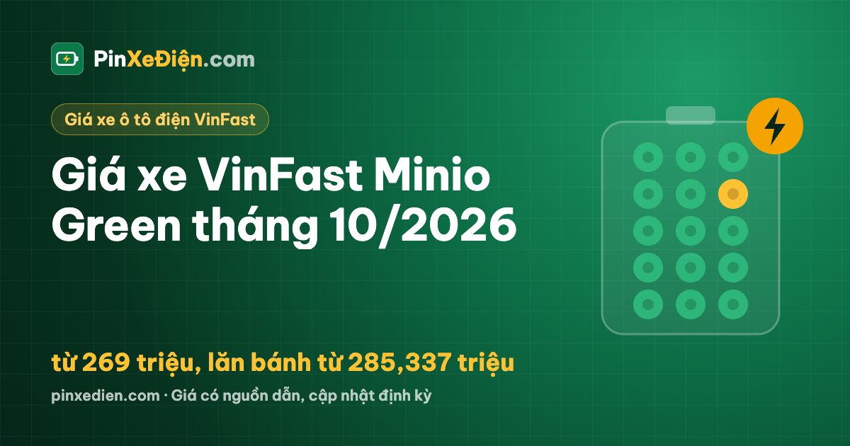 Giá xe VinFast Minio Green tháng 10/2026: từ 269 triệu, lăn bánh từ 285,337 triệu
