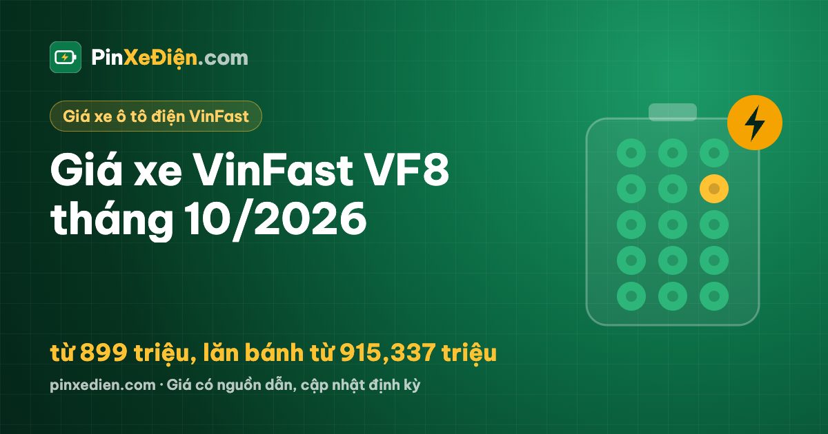 Giá xe VinFast VF8 tháng 10/2026: từ 899 triệu, lăn bánh từ 915,337 triệu