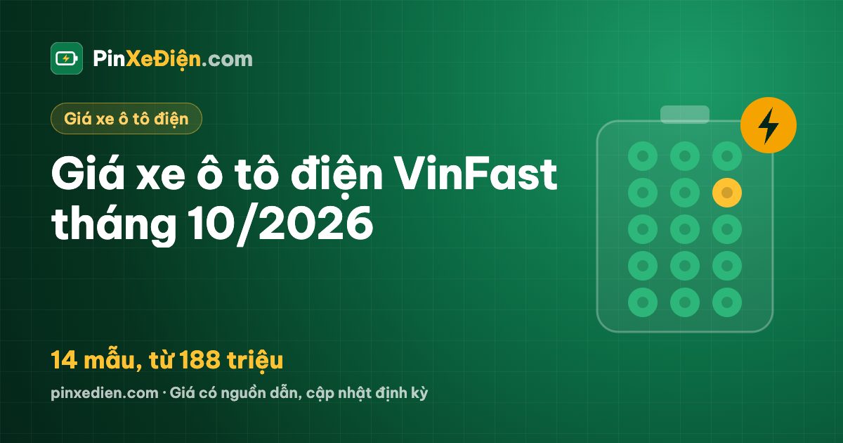 Giá xe ô tô điện VinFast tháng 10/2026: 14 mẫu, từ 188 triệu