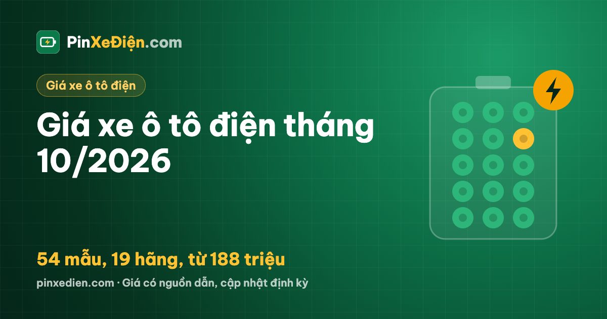 Giá xe ô tô điện tháng 10/2026: 54 mẫu của 19 hãng